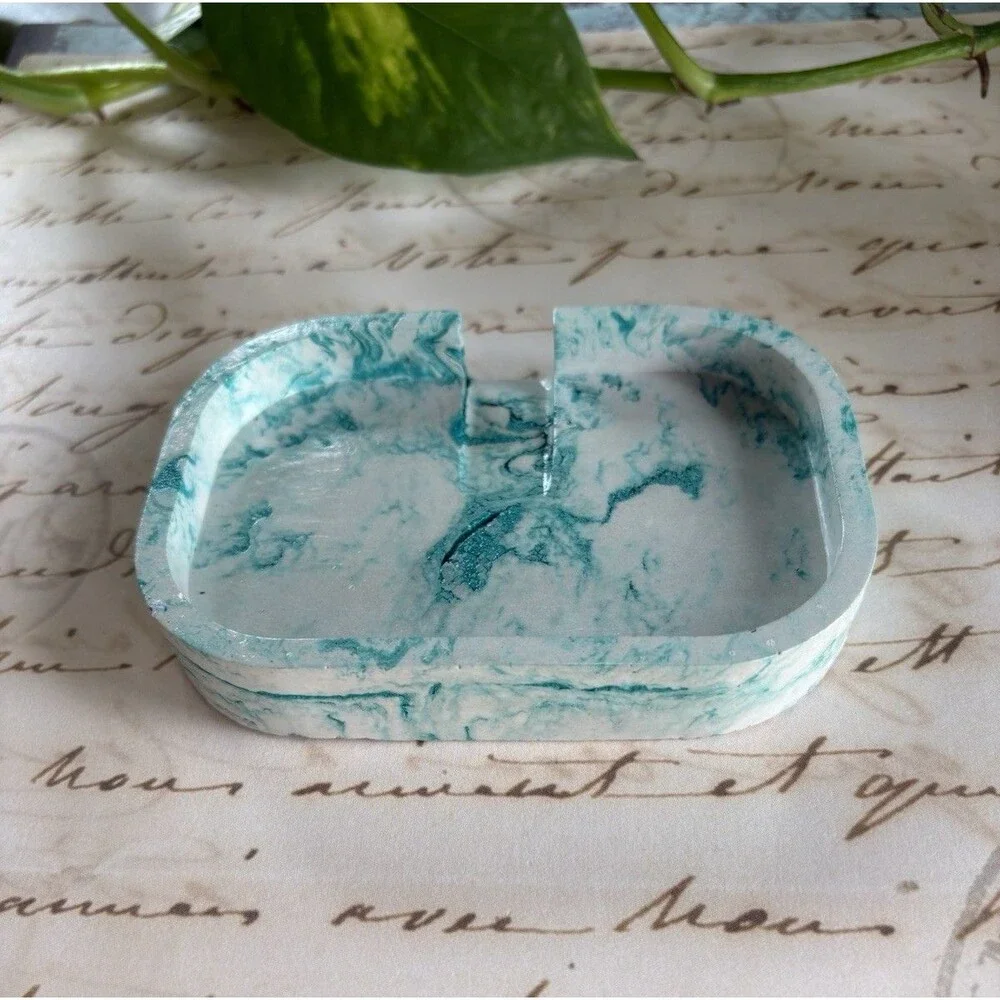 Handmade Soap Dish Cement Soap Holder Bathroom Kitchen Self Draining